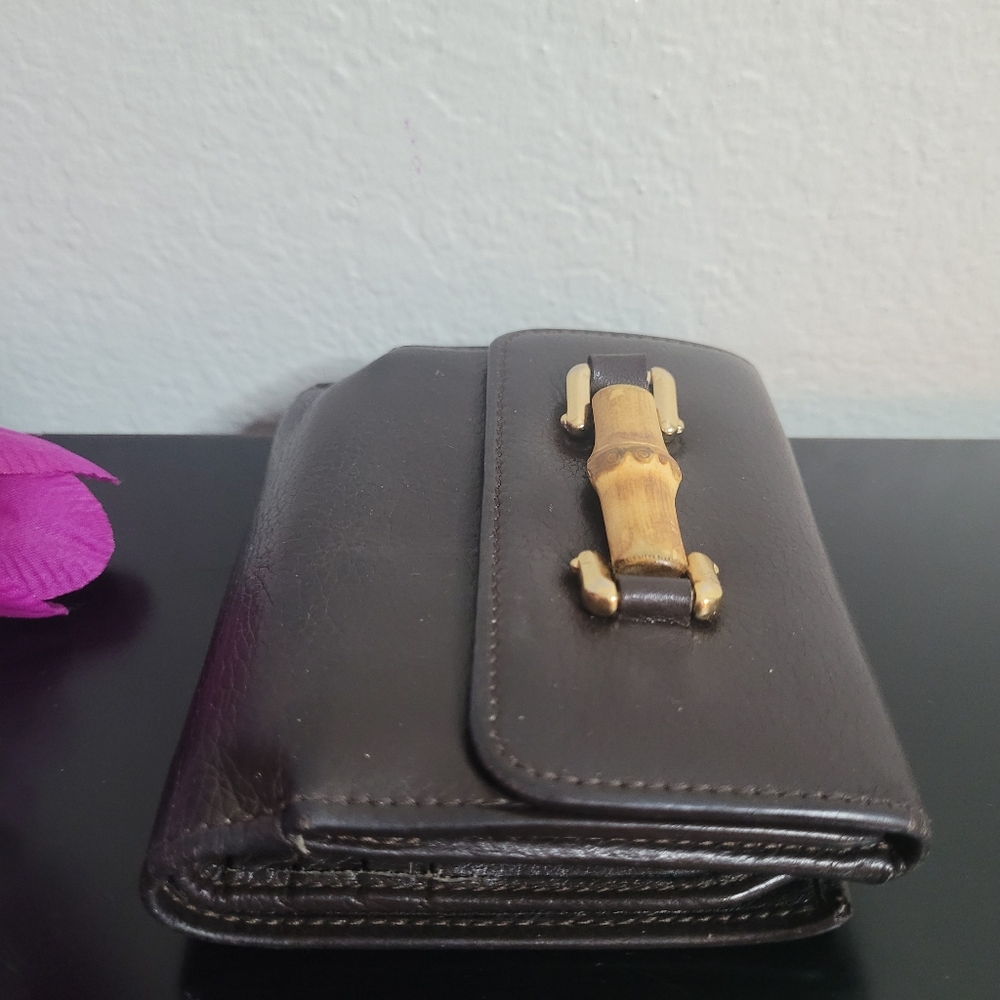 Gucci Vintage bamboo  leather  wallet - Picture 6 of 16